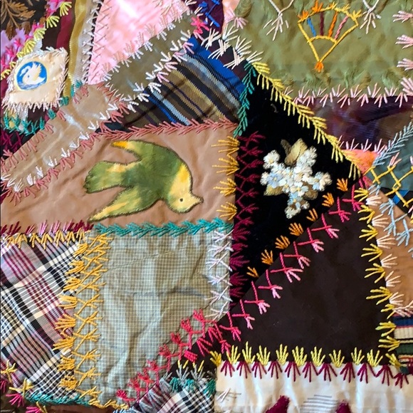Antique Hand Made Silk Crazy Quilt dated 1884 - Picture 8 of 8